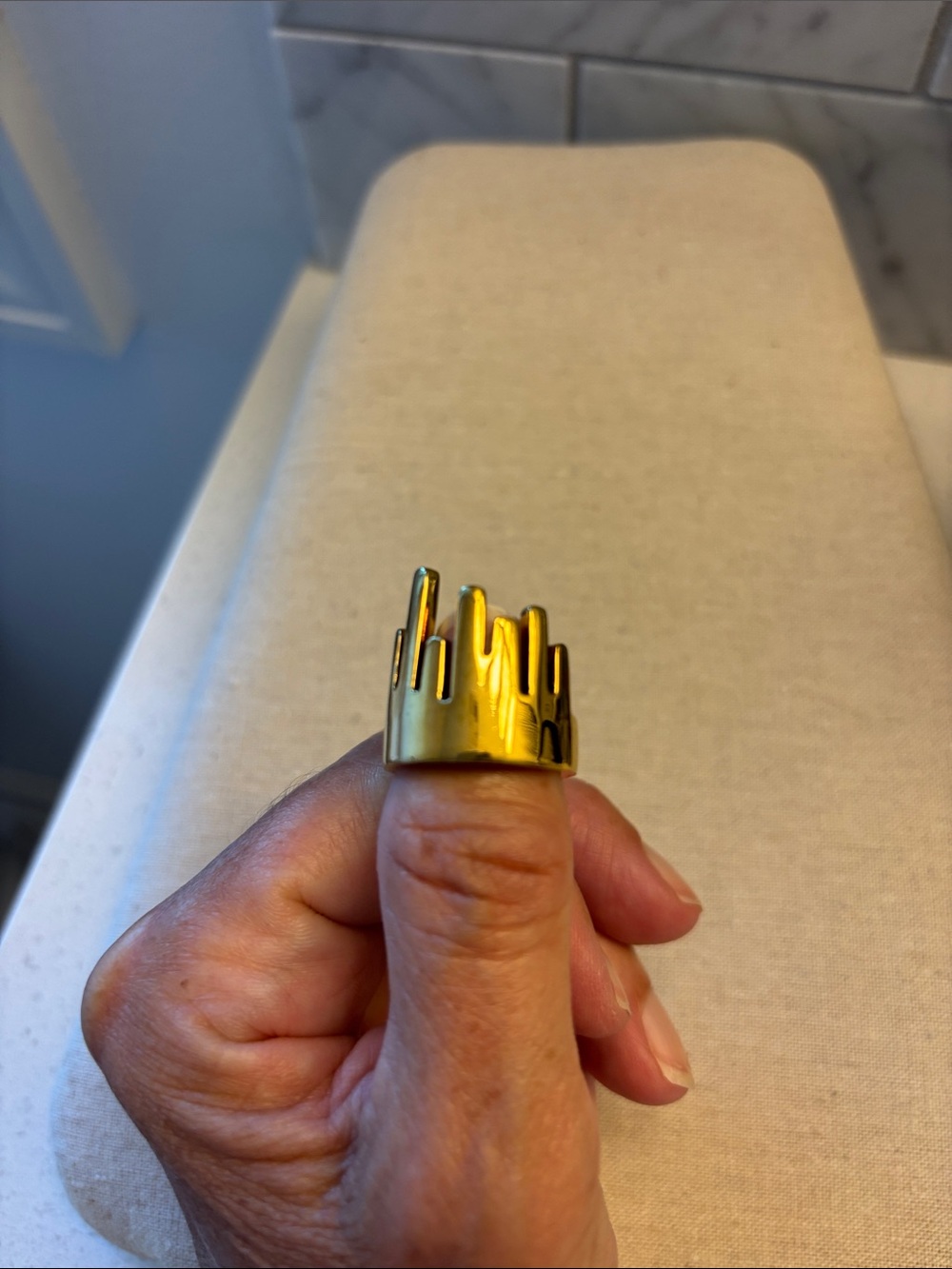Marc Jacobs Gold Modern “Skyline” Ring